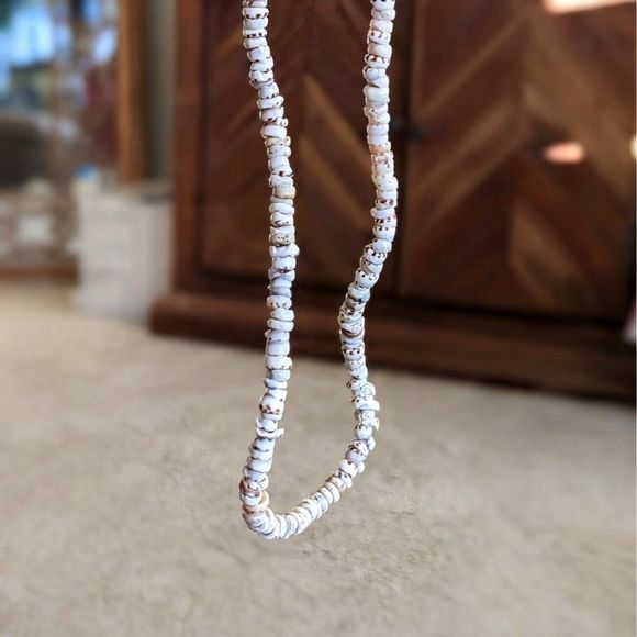 Disco Lemonade Vintage Tigers Eye Puka Shell Choker Necklace 16” Surfer Seashell - Picture 2 of 4